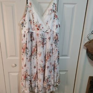 Torrid White Floral Lined Dress